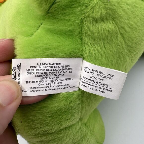 2004 Care Bears Good Luck Bear 13" NAMCO Jakks Pacific Green Irish Shamrock - Picture 8 of 9